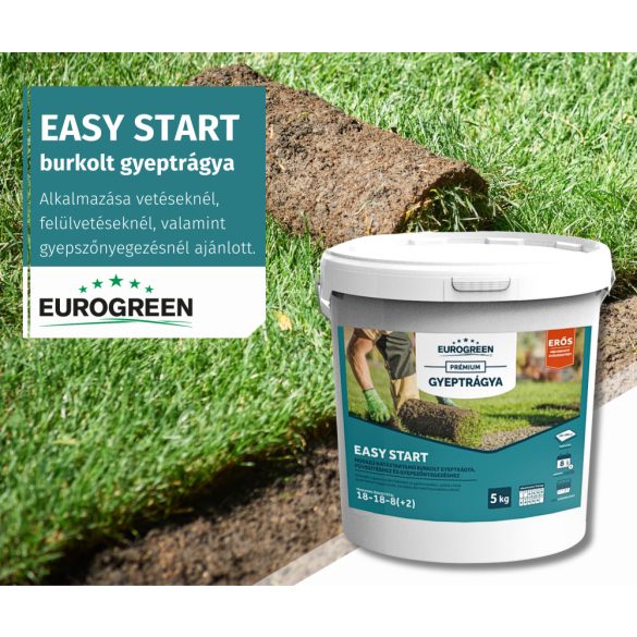 EUROGREEN EASY START 18 + 18 + 10 (+2) BURKOLT INDÍTÓ GYEPTRÁGYA (10KG)